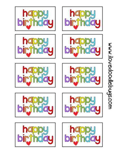 Printable Birthday Tags For Classroom