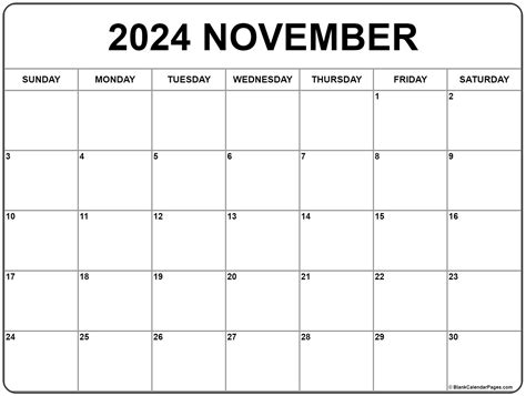 Printable Blank Calendar November 2022