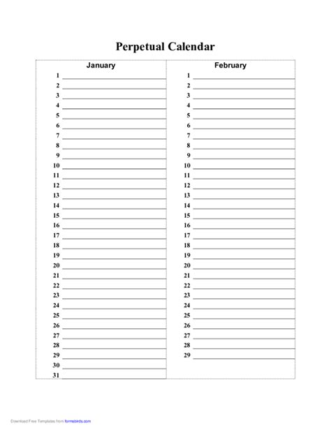 Printable Blank Calendar Perpetual
