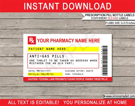 Printable Blank Prescription Label