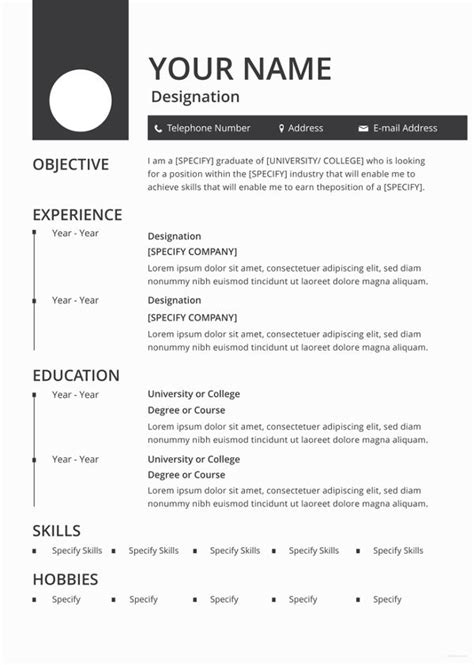 Printable Blank Resume Template Pdf