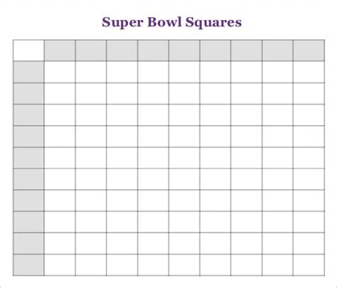 Printable Blank Super Bowl Squares