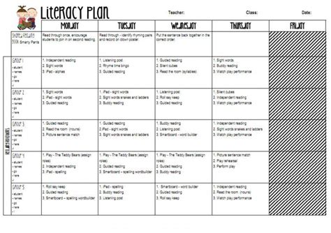 Printable Block Schedule Lesson Planner