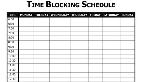 Printable Block Schedule Template