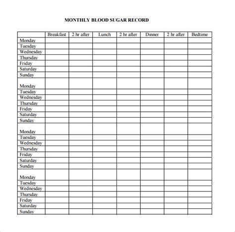 Printable Blood Sugar Chart Pdf