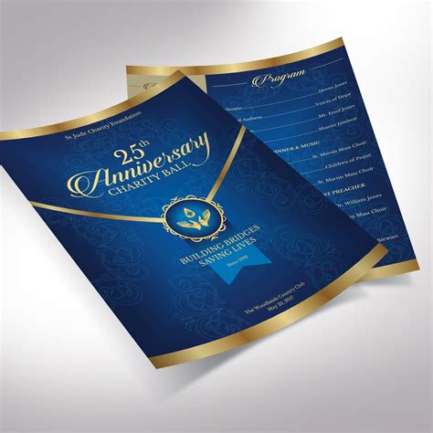 Printable Blue And Gold Banquet Program Template