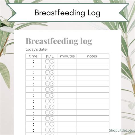 Printable Breastfeeding Log