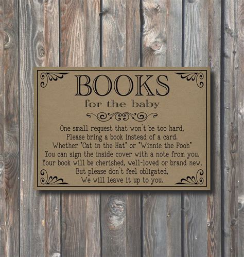 Printable Bring A Book Instead Of A Card