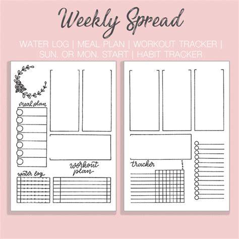 Printable Bullet Journal Weekly Spread Template