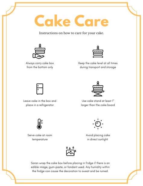 Printable Cake Care Instructions