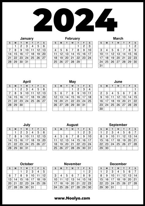 Printable Calendar 2024 Features