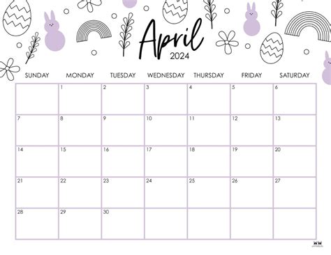 Printable Calendar April 2024 Cute