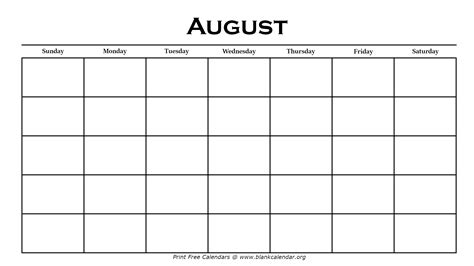 Printable Calendar August 18