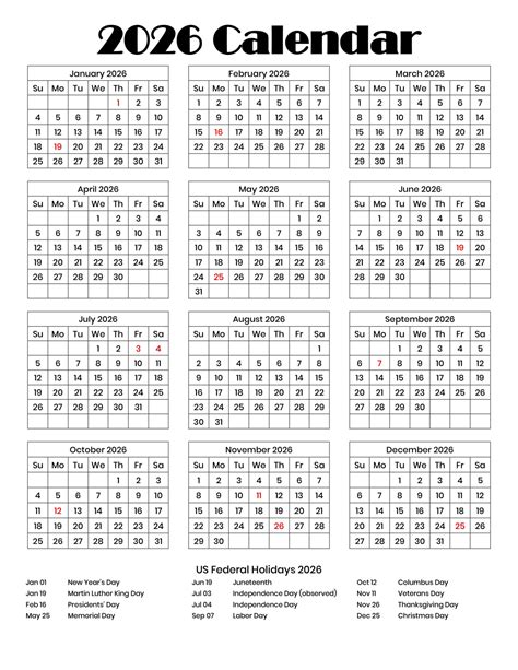 Printable Calendar Portrait 2026