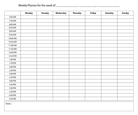 Printable Calendar Weekly Hourly
