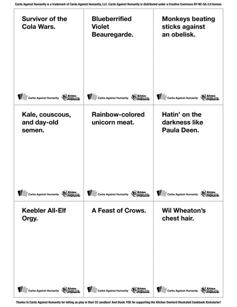 Printable Cards Against Humanity