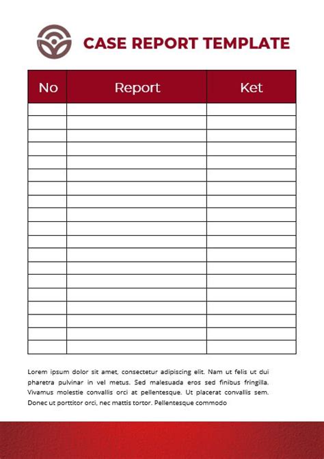 Printable Case Status Report Template