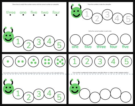 Printable Caterpillar Counting Worksheet