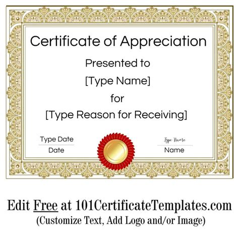 Printable Certificate Of Recognition