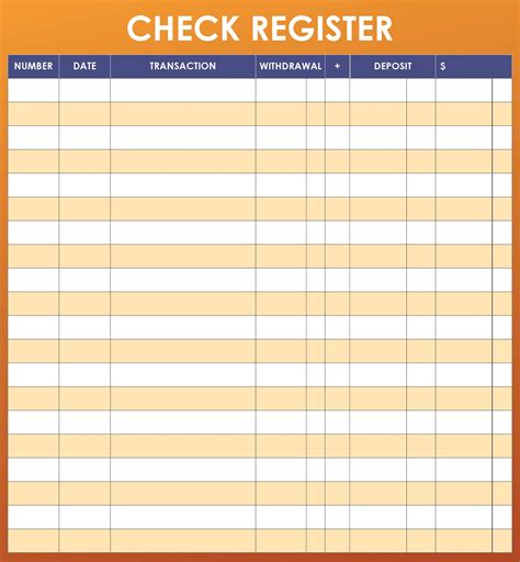 Printable Check Register For Checkbook