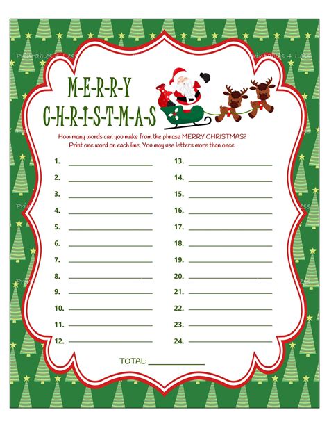 Printable Christmas Games For Parties