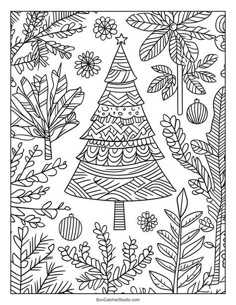 Printable Christmas Tree Coloring Pages For Adults