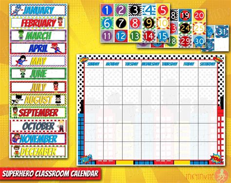 Printable Classroom Calendar