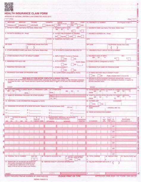 Printable Cms-1500 Form