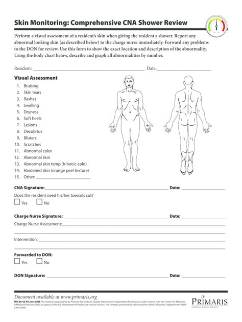 Printable Cna Shower Sheets