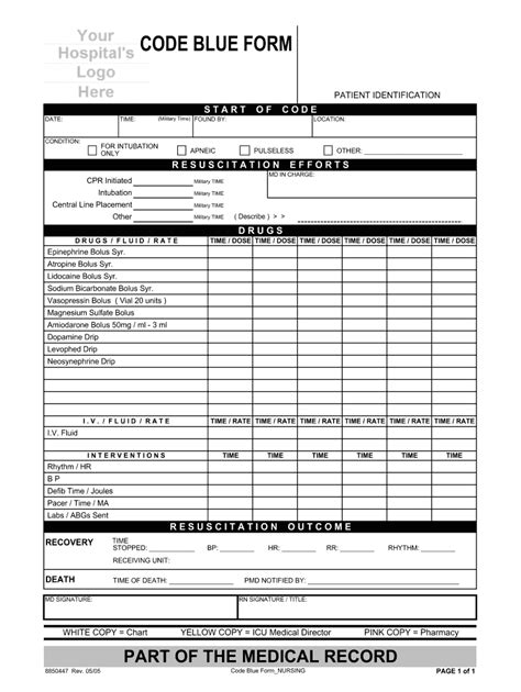 Printable Code Blue Documentation Template