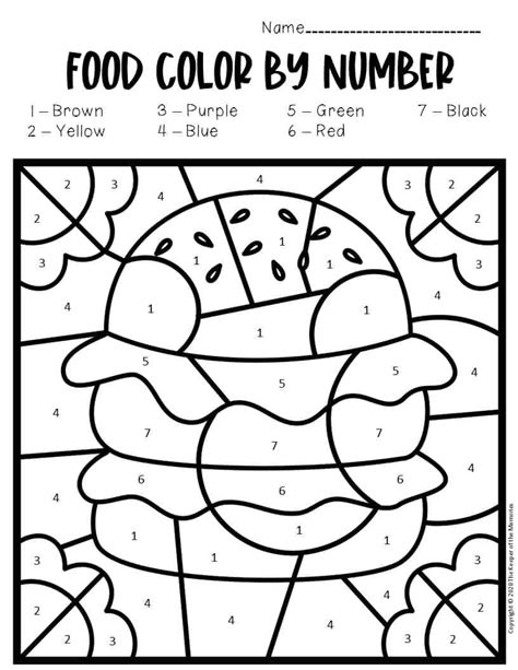 Printable Color By Number Food