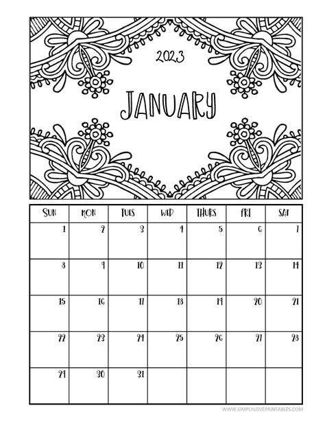 Printable Coloring Calendar