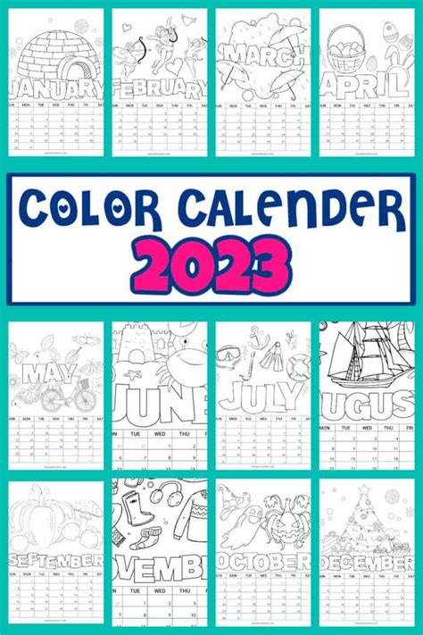Printable Coloring Calendar 2023