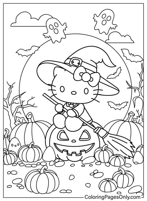 Printable Coloring Hello Kitty Halloween