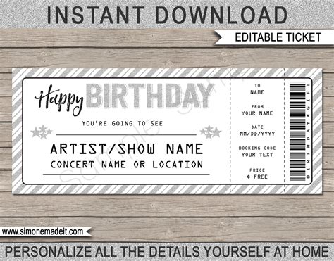 Printable Concert Ticket Template Free