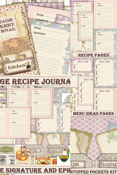 Download Printable Cookery Recipes Journal Kit Creativefabrica