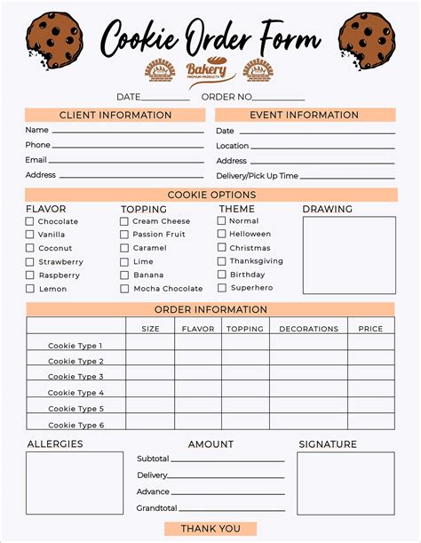 Printable Cookie Order Form