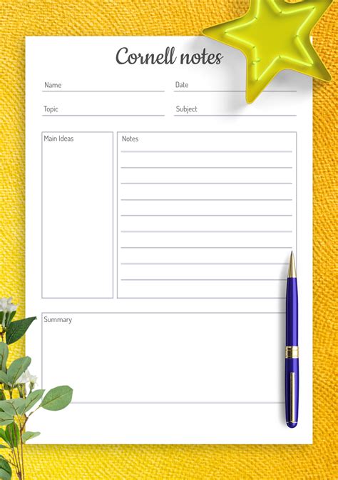 Printable Cornell Notes