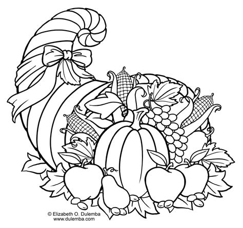 Printable Cornucopia Coloring Page