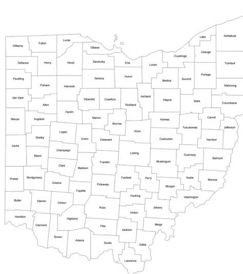 Printable County Map Of Ohio