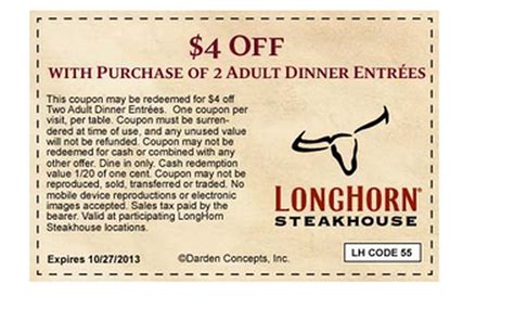 Printable Coupons For Longhorn Steakhouse