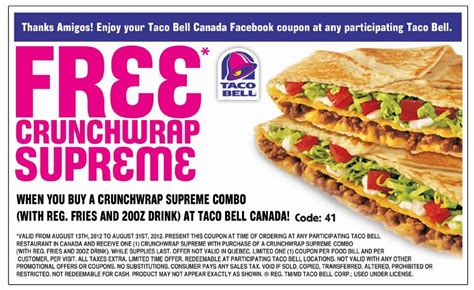 Printable Coupons For Taco Bell