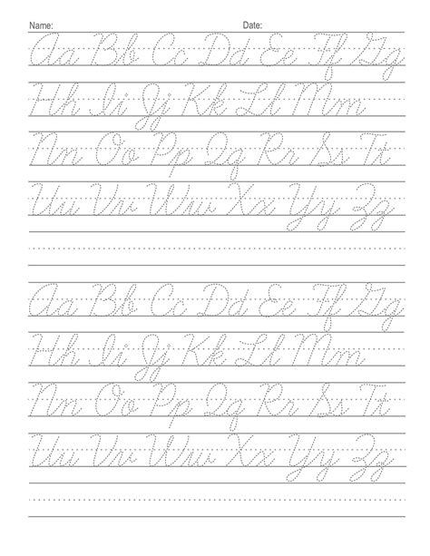 Printable Cursive Writing Practice Sheets