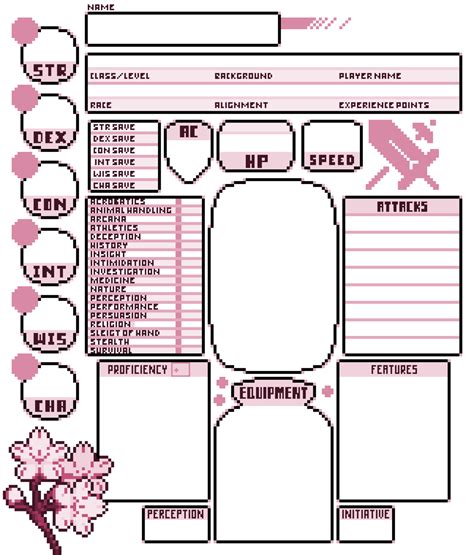 Printable Cute Dnd Character Sheet