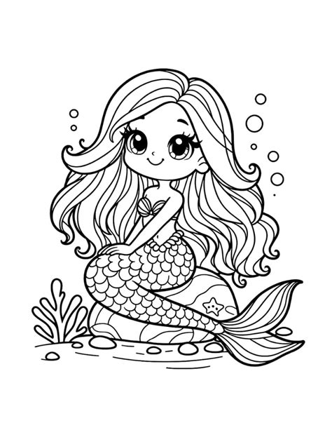 Printable Cute Mermaid Coloring Pages