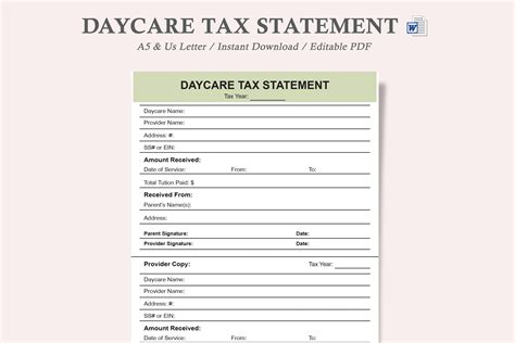 Printable Daycare Tax Form For Parents