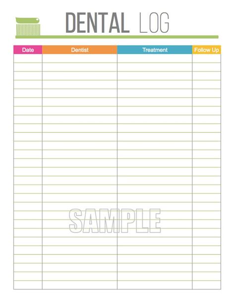 Printable Dental Lab Case Log Sheet