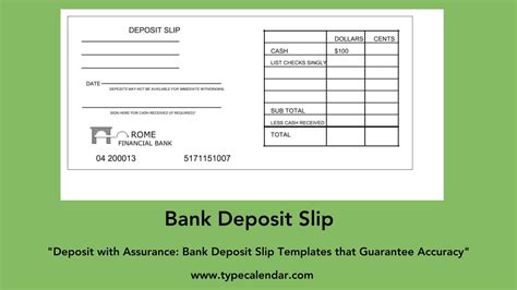 Printable Deposit Slip Pdf