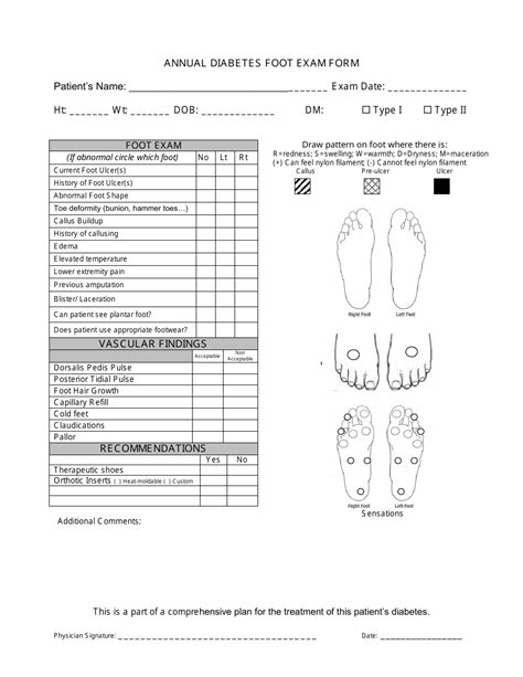 Printable Diabetic Foot Exam Form