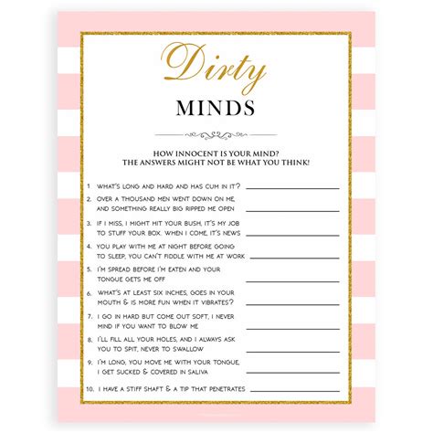 Printable Dirty Minds Game Questions And Answers